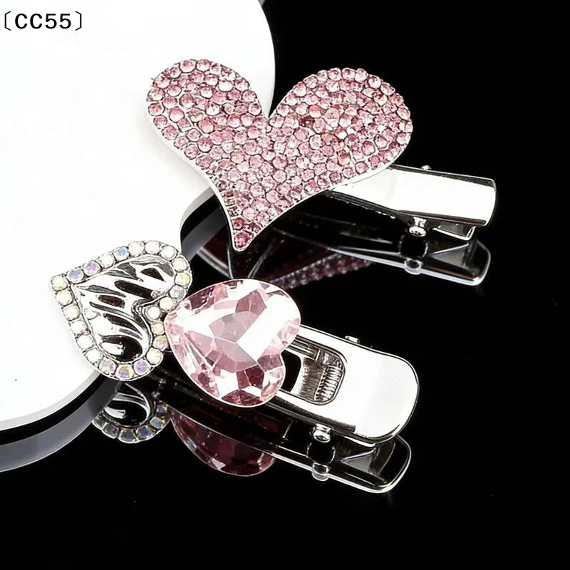 Y2K Pink Rhinestone Butterfly Bow Hair Clips – Korean Barrettes Hair Clip Barrette Qst