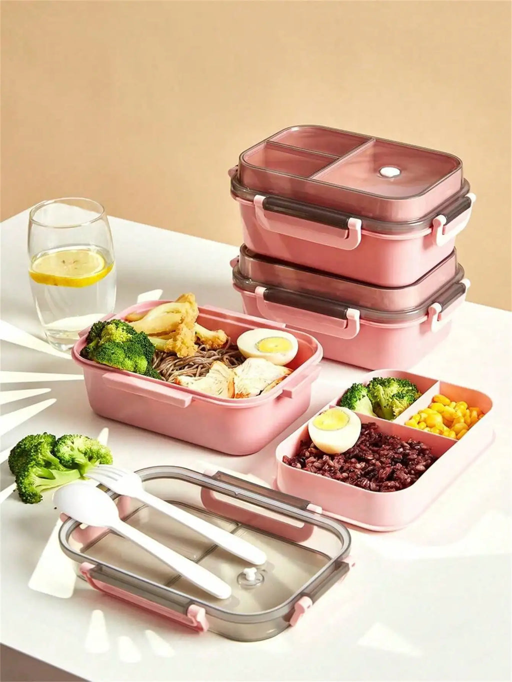 Microwave-Safe Double-Layer Compartment Lunch Box with Handle Compartment Lunch Box Qme