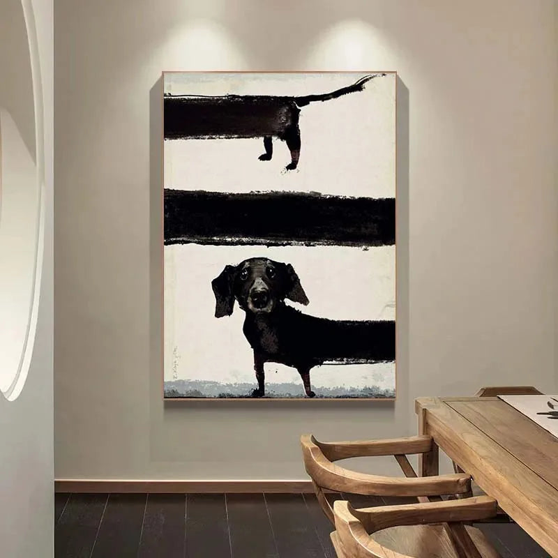 Abstract Dachshund Dog Canvas Wall Art Poster | Modern Home Decor Canvas Wall Art Qst