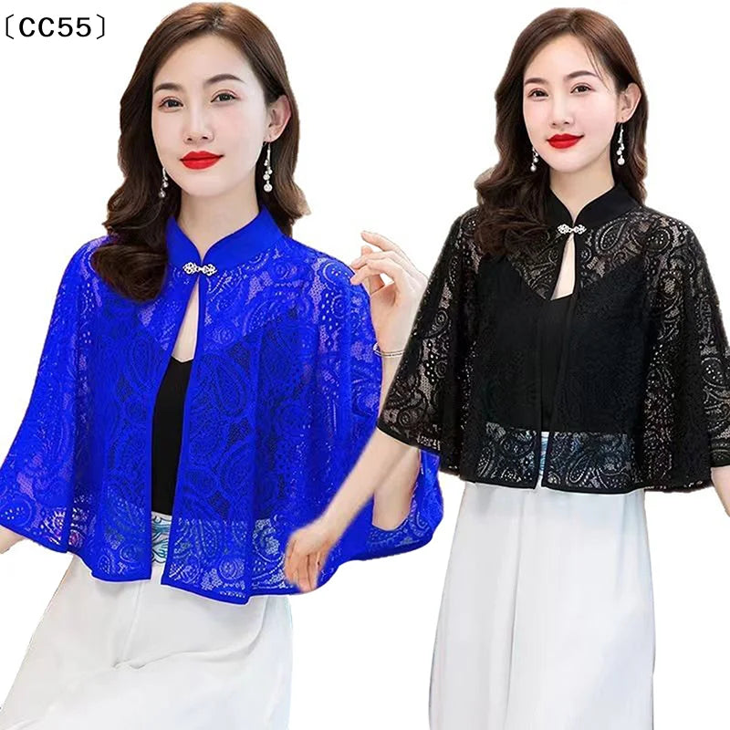 Women's Lace Shawl Cardigan – All-Season Poncho Cover-Up Lace Shawl Cardigan Qst