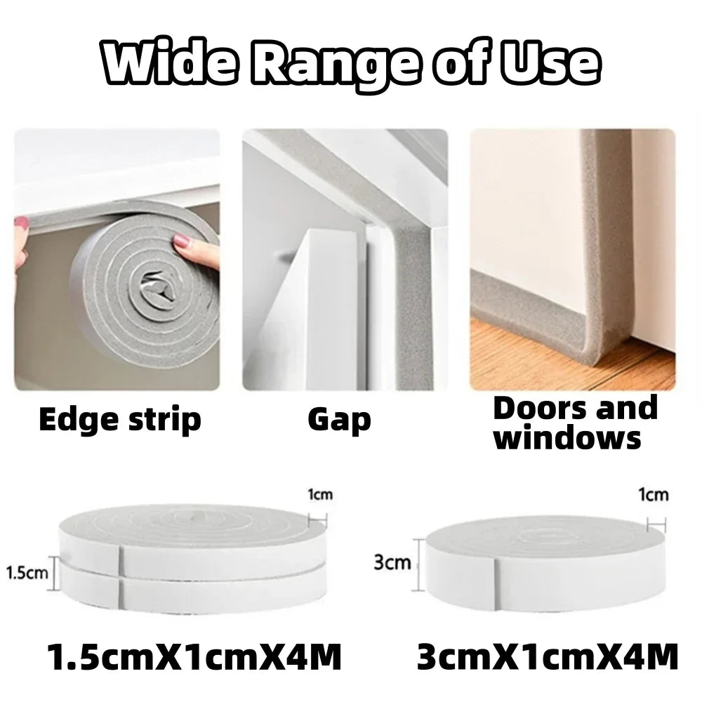4M Self-Adhesive Foam Door & Window Sealing Strip Weatherstrip Sealing Strip Qme