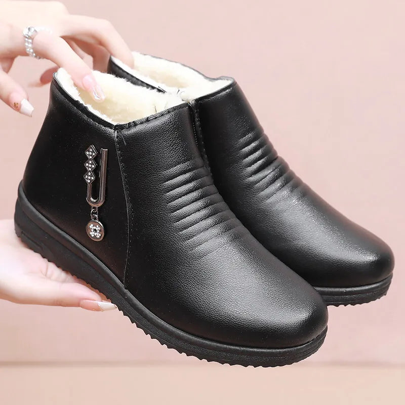 Women's Waterproof Ankle Boots – Warm Lightweight Winter Snow Boot Women's Ankle Boots Qst Black 4.5 China Mainland