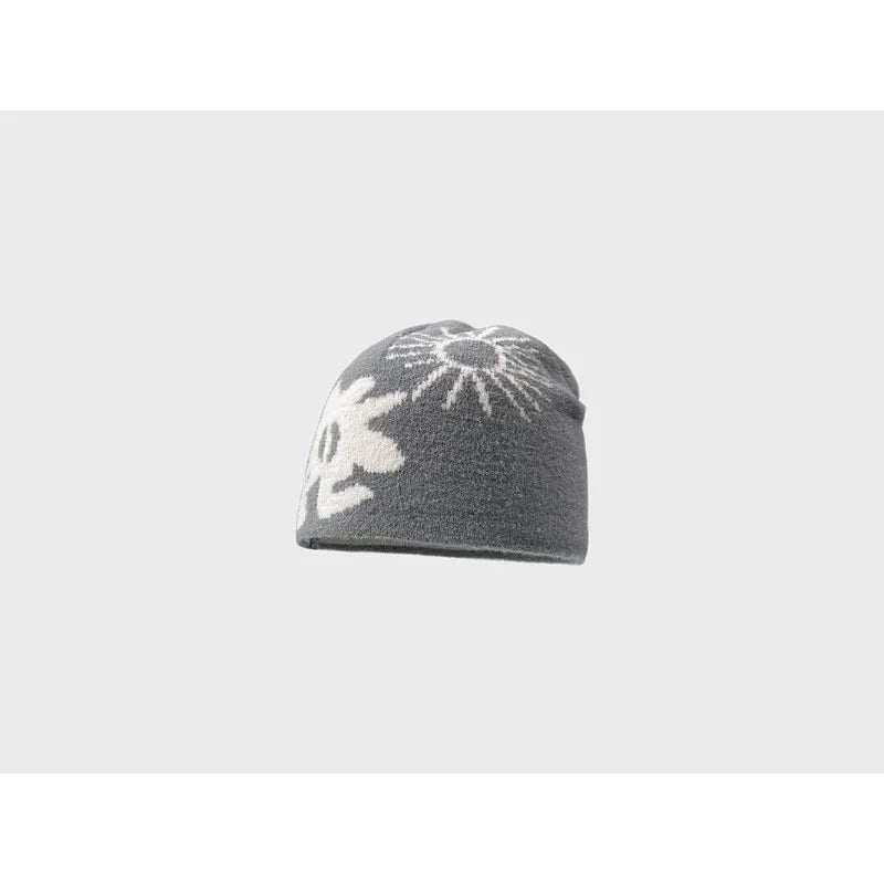 Jacquard Plush Knitted Beanie Hat – Unisex Winter Warm Cap Knitted Winter Hat Qme