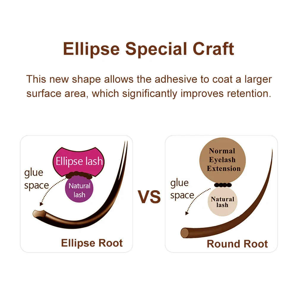 NATUHANA Brown Flat Ellipse Eyelash Extensions | Matte Finish False Eyelash Extensions Qme