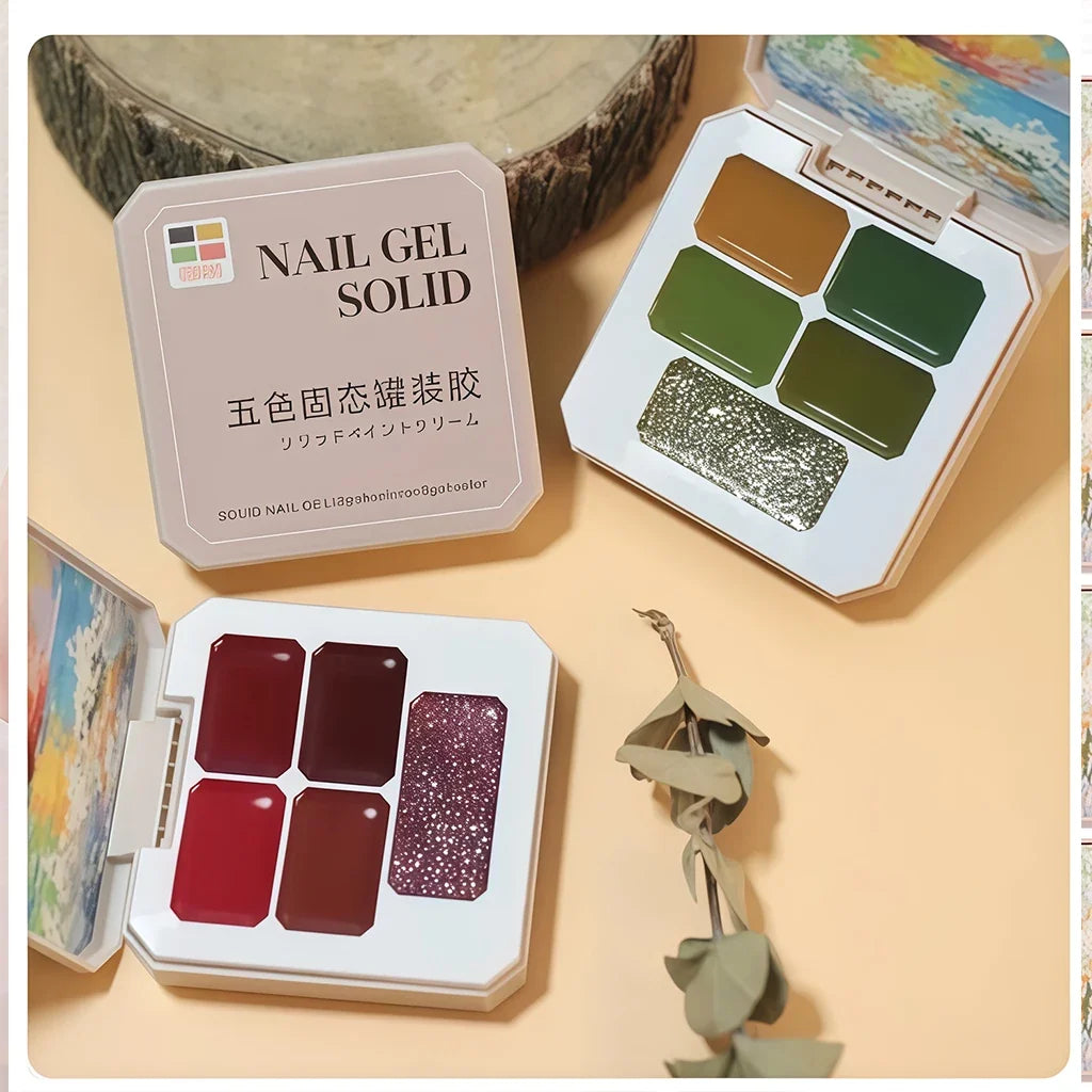 5-Color Solid Gel Palette | Japanese Nail Art Mud Paint Kit Nail Art Gel Palette Qme