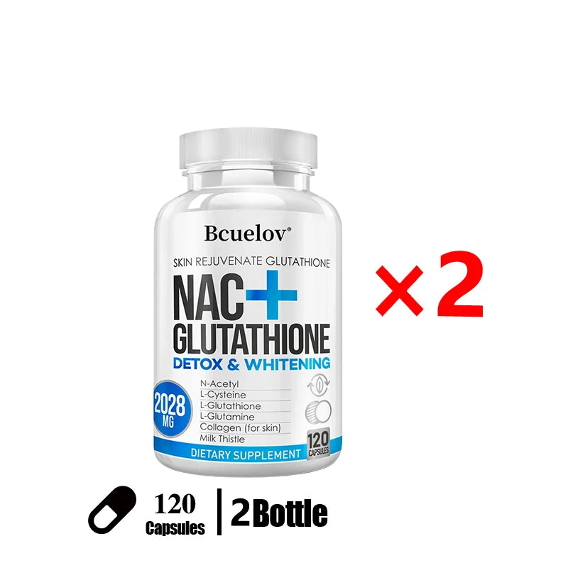 NAC Glutathione Milk Thistle Vitamin C Capsules & Patches Antioxidant Supplement Qst 120 count-2 bottle