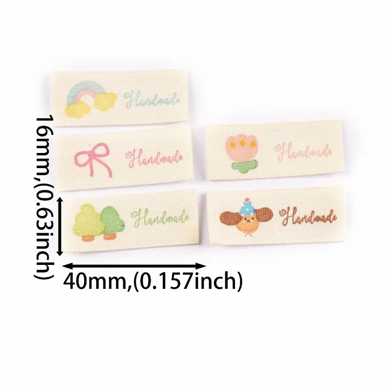 16 Mixed Cartoon Cotton Sewing Labels for Handmade Clothing Sewing Labels Qme