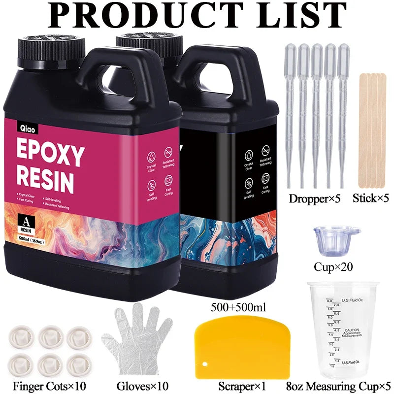 Crystal Clear Epoxy Resin Kit – Bubble-Free, Anti-Yellowing 1:1 Epoxy Resin Kit Qme