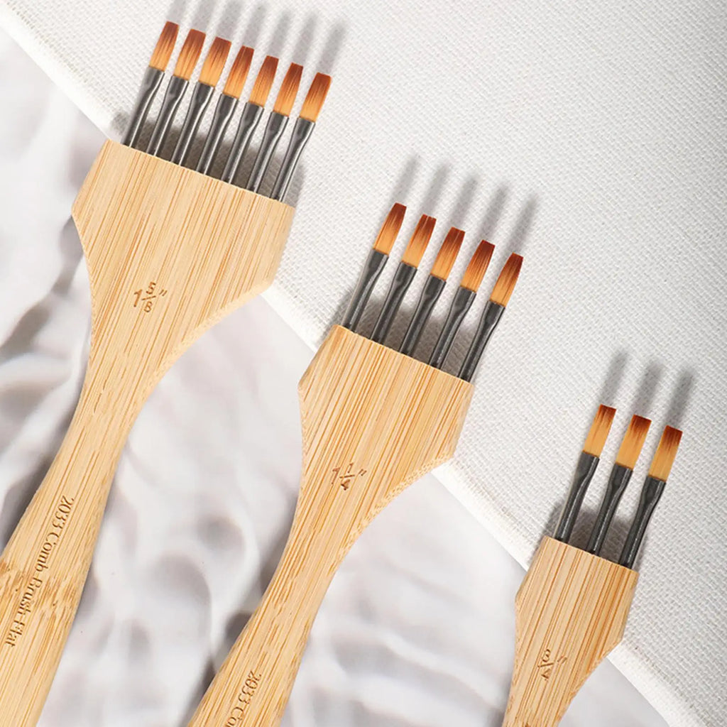 3-Piece Texture Paintbrush Set – Nylon & Wool for Acrylic & Watercolor Artist Paintbrush Set Qme