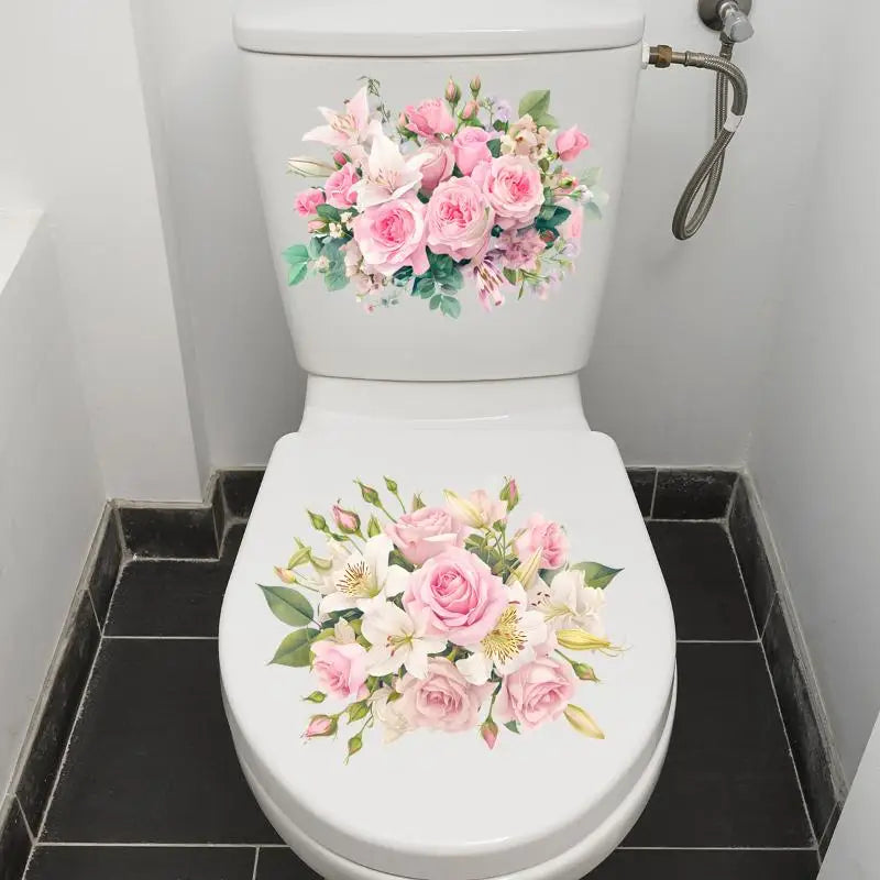 Patterned Bathroom Toilet Stickers – Self-Adhesive PVC Decor Bathroom Wall Sticker Qme