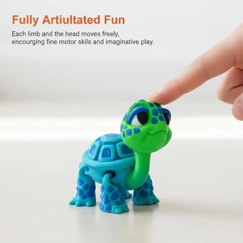 3D Printed Articulated Turtle Figure – Cartoon Animal Desk Toy Animal Figure Toy Qst