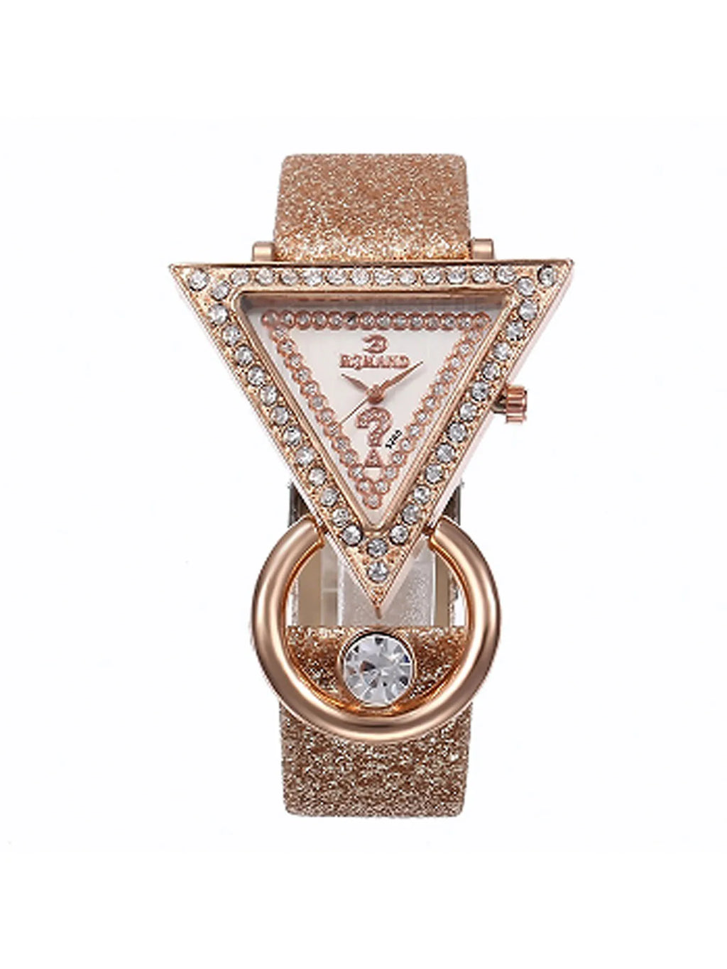 Women's Crystal Triangle Leather Bracelet Quartz Watch Bracelet Watch Qme