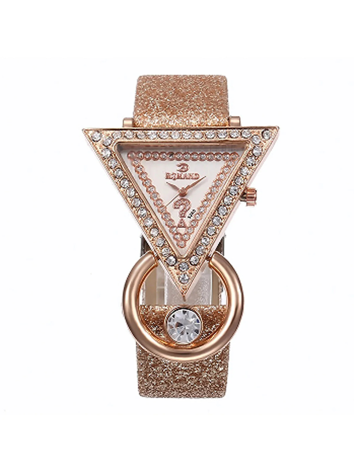 Women's Crystal Triangle Leather Bracelet Quartz Watch Bracelet Watch Qme