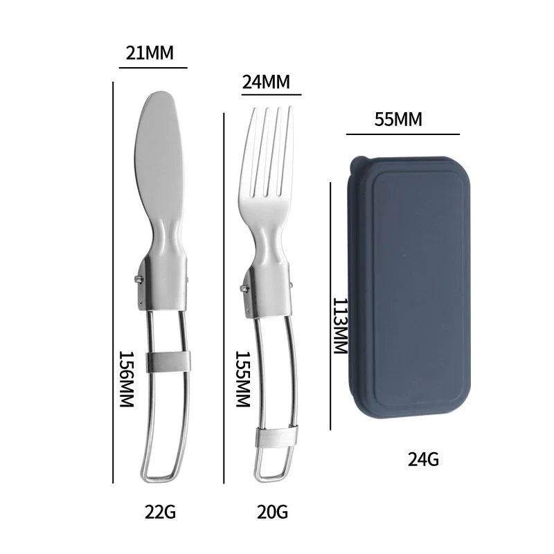 Folding Stainless Steel Cutlery Set – Knife, Fork & Spoon Folding Cutlery Set Qme 2pcs Roya Blue1