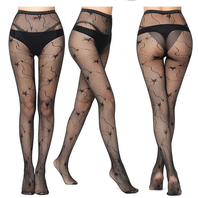 Y2K Gothic Hollow Fishnet Pantyhose | Lolita Thigh Stockings Fishnet Pantyhose Qme A6 One Size