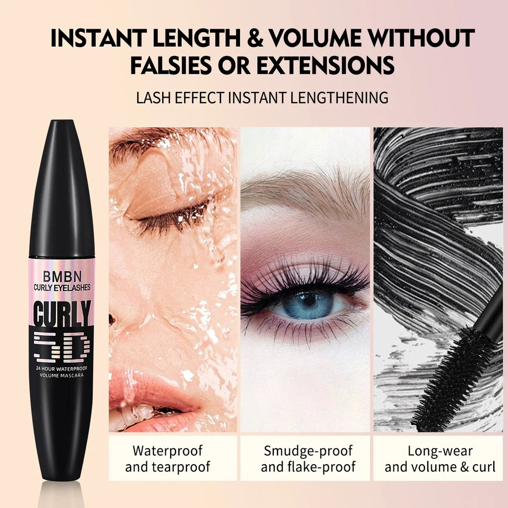 Black Waterproof Volumizing Mascara – Dense, Curly & Sweat-Proof Volumizing Mascara Qme