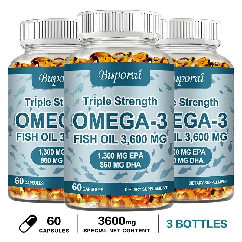 Xemenry Omega-3 Fish Oil 3600mg – EPA DHA Supplement Fish Oil Supplement Qst 60 Capsule-3bottles