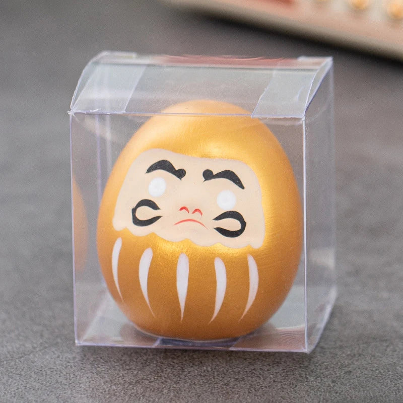 Japanese Daruma Doll Ornament | Luck & Prosperity Resin Decor Decorative Figurine Qme Gold