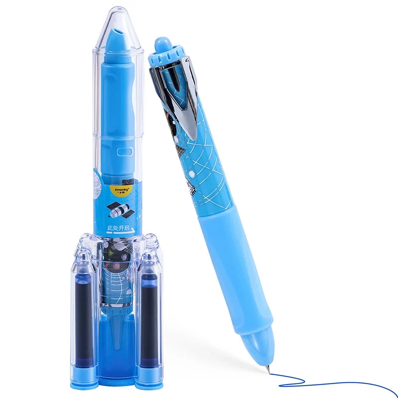 Space Theme Click Fountain Pen with Ink Cartridges | Qme Fountain Pen Set Qme B
