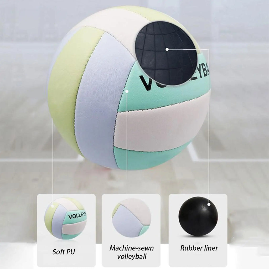 Professional Soft Leather Volleyball – Thickened PVC+PU Surface Volleyball Qme