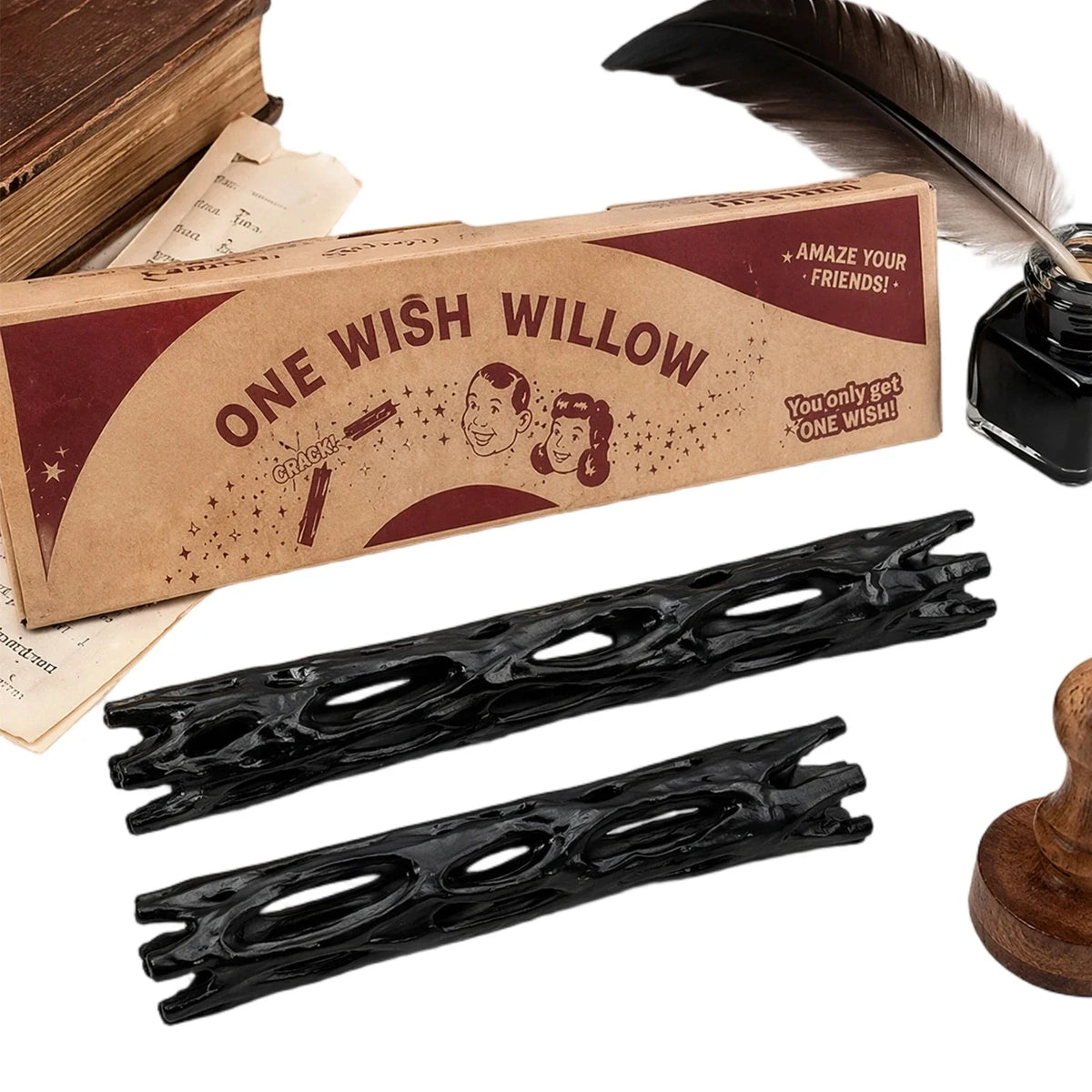 3D Printed Willow Wishing Stick Box – Breakable Lucky Charm Novelty Figurine Qme
