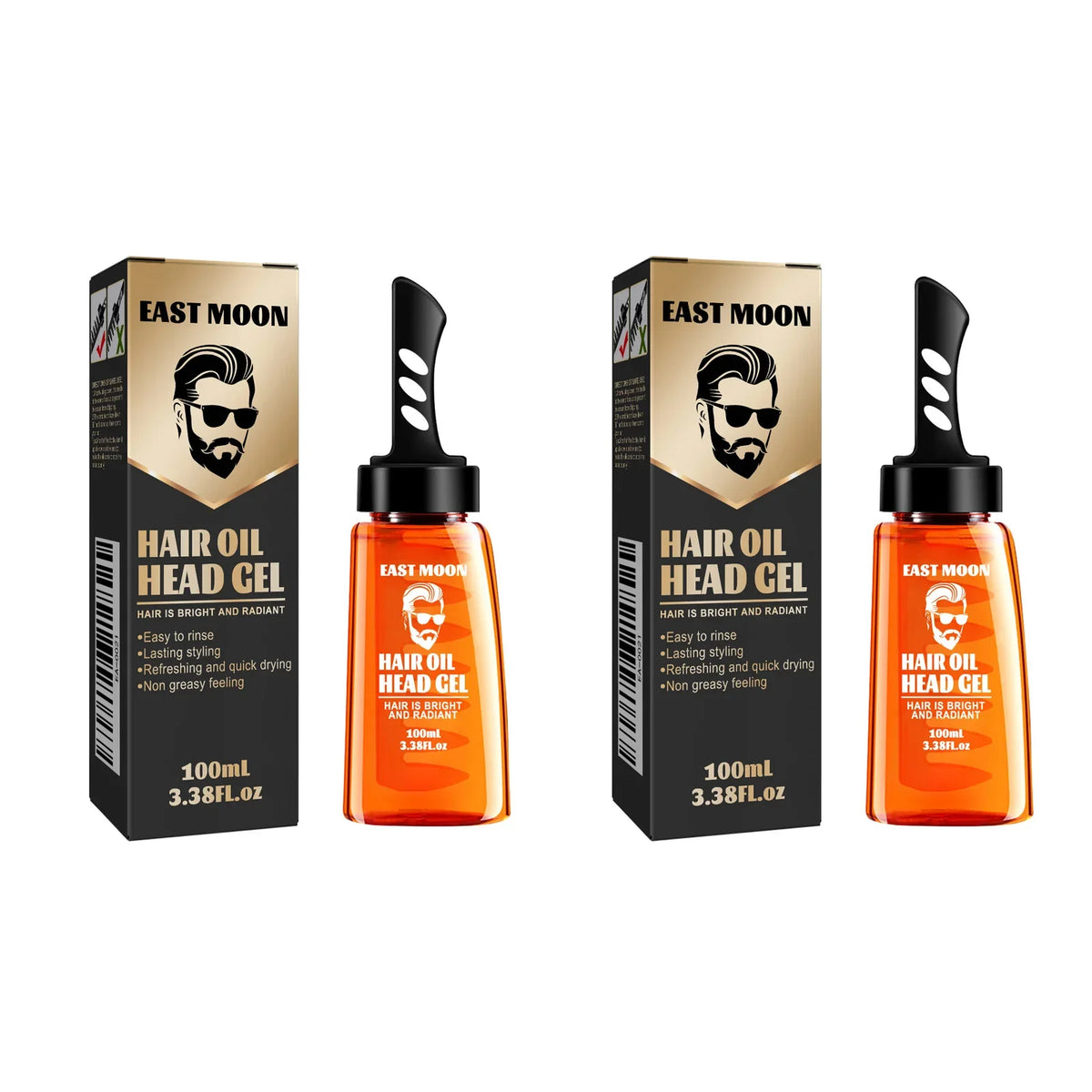 Men's 2-in-1 Hair Styling Gel Wide Tooth Comb | Long-Lasting Hair Styling Comb Qme 2 x 100ml Boxed