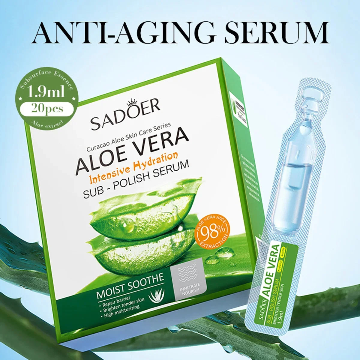 Aloe Vera Moisturizing Essence Sheets – 20 pcs Travel Size Moisturizing Essence Sheets Qme