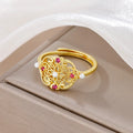 Chinese Retro Palace Adjustable Ring – Elegant Metal Jewelry Adjustable Fashion Ring Qme Gold