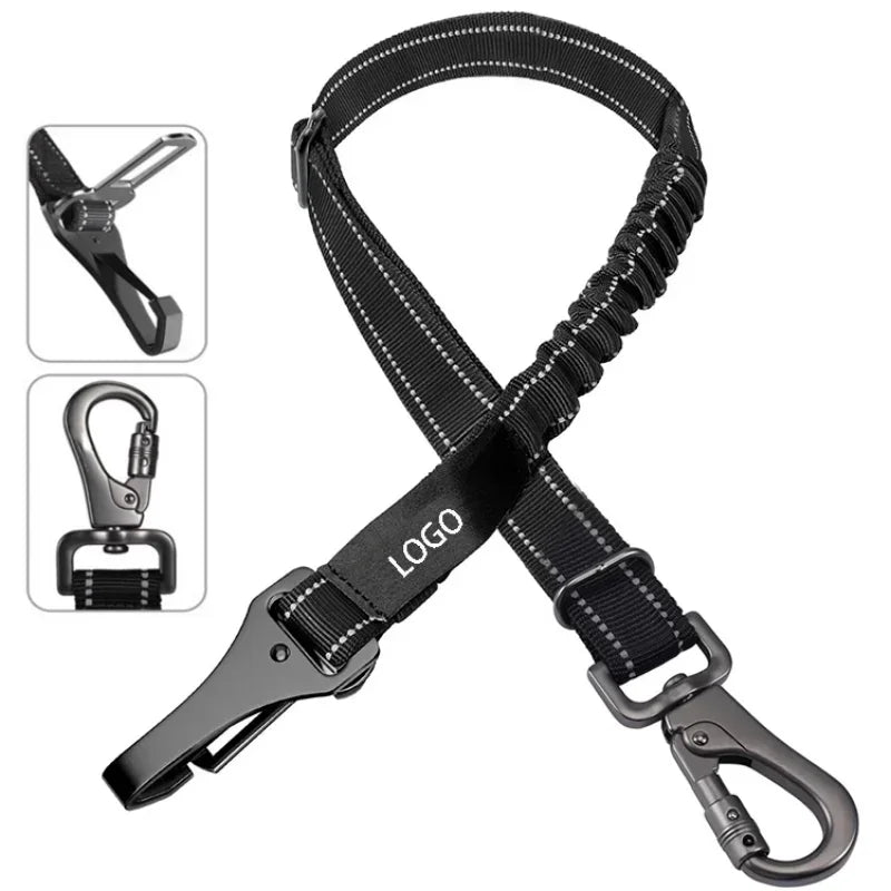 3-in-1 Adjustable Reflective Bungee Dog Car Safety Tether Dog Car Tether Qme