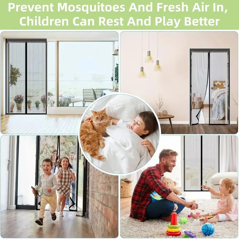 Magnetic Screen Door Curtain – Auto-Close Mosquito Mesh Net Magnetic Screen Door Qme