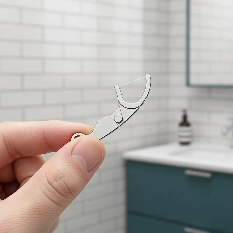 Reusable Stainless Steel Dental Floss Holder | Portable Oral Care Dental Floss Holder Qst