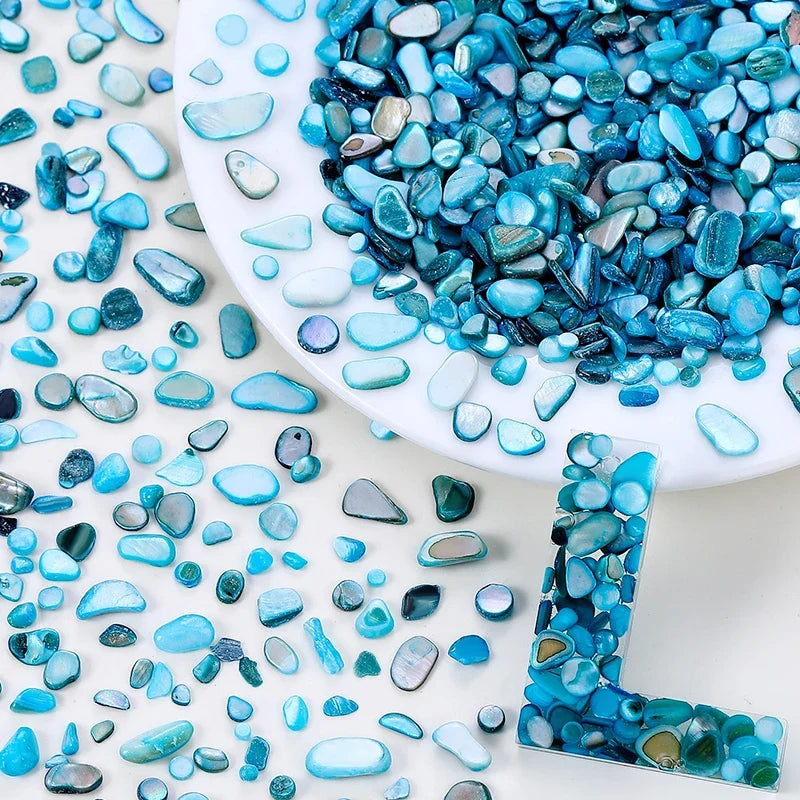 Natural Pearl Crushed Seashell Slices – Nail Art & DIY Crafts Nail Art Shell Particles Qme Aquamarine