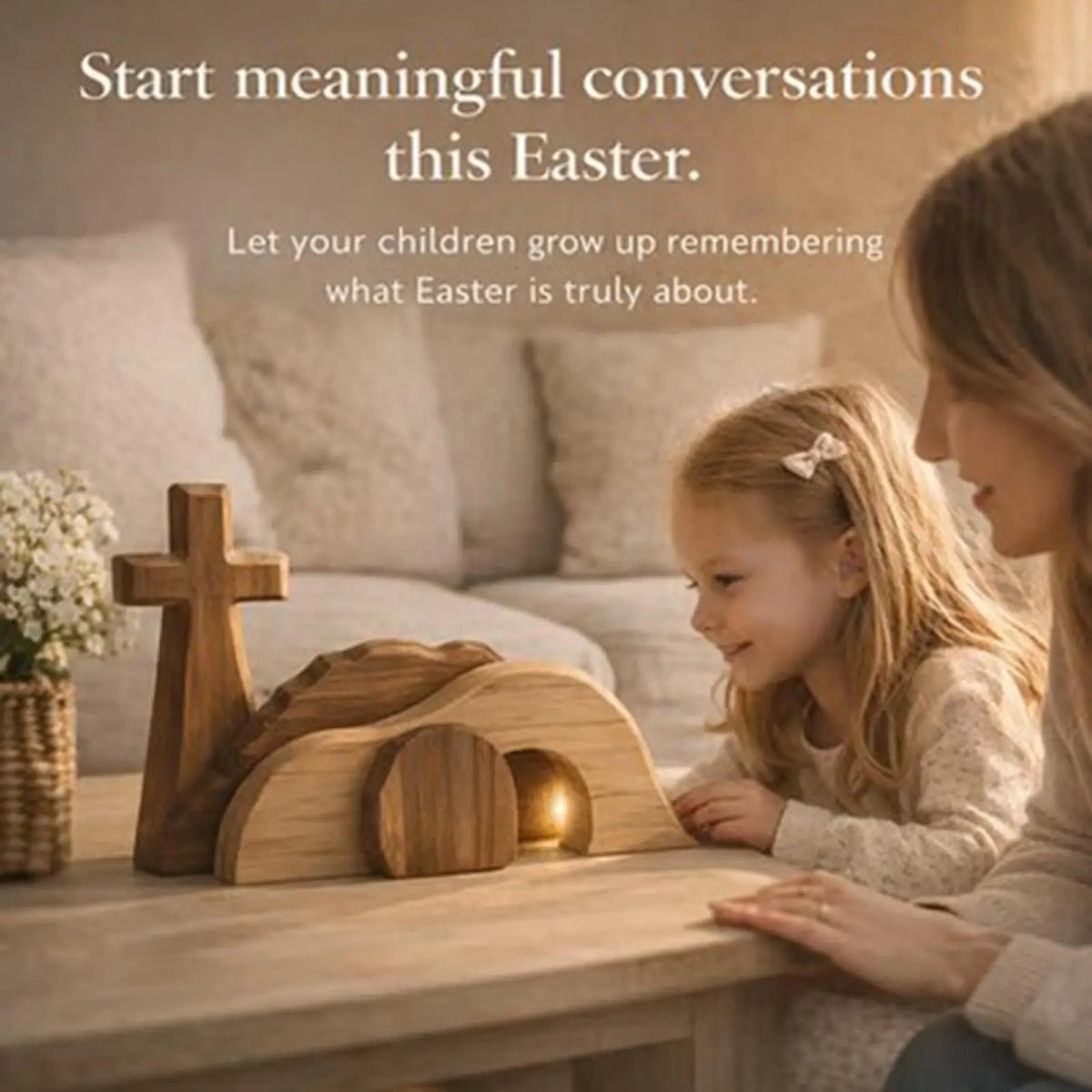 Wooden Empty Tomb Easter Tabletop Ornament – 9" Decor Easter Tabletop Decor Qme