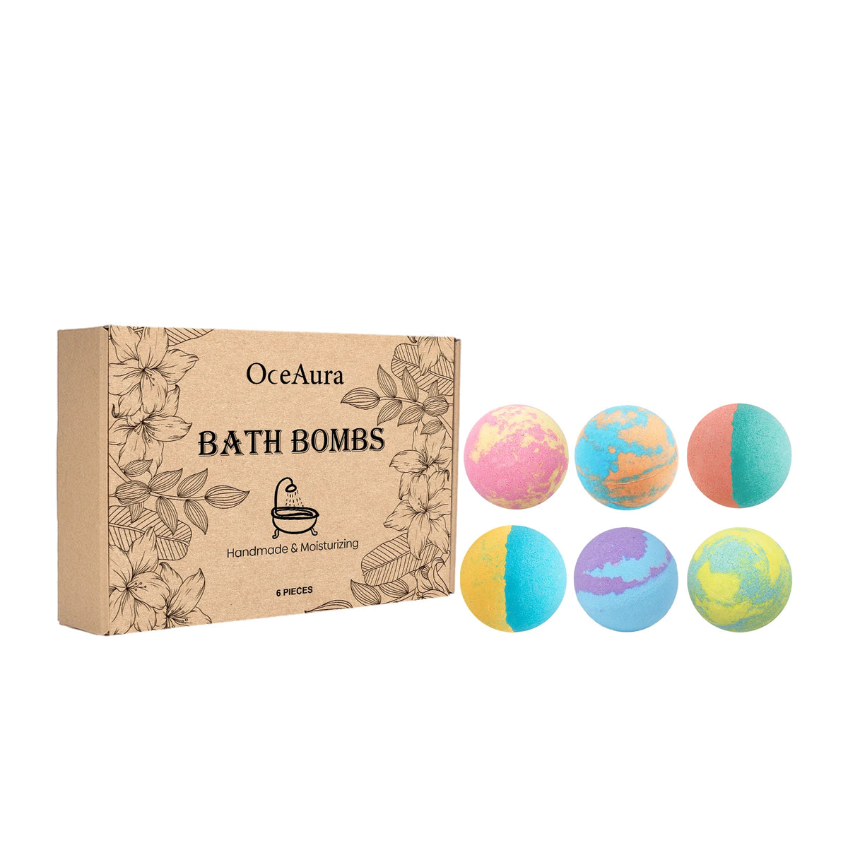 Rose Bath Bombs Gift Set – 6pc Moisturizing Spa Bath Balls Bath Bomb Gift Set Qst 1PCS