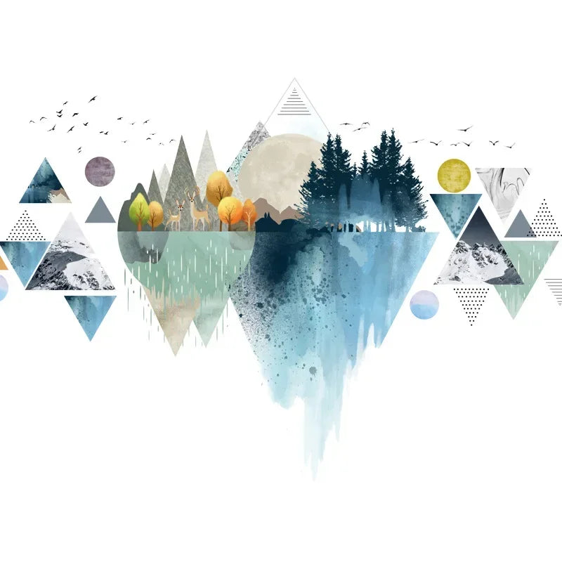 Nordic Mountain Triangle Wall Stickers | Dreamy Home Decor Wall Decal Sticker Qme