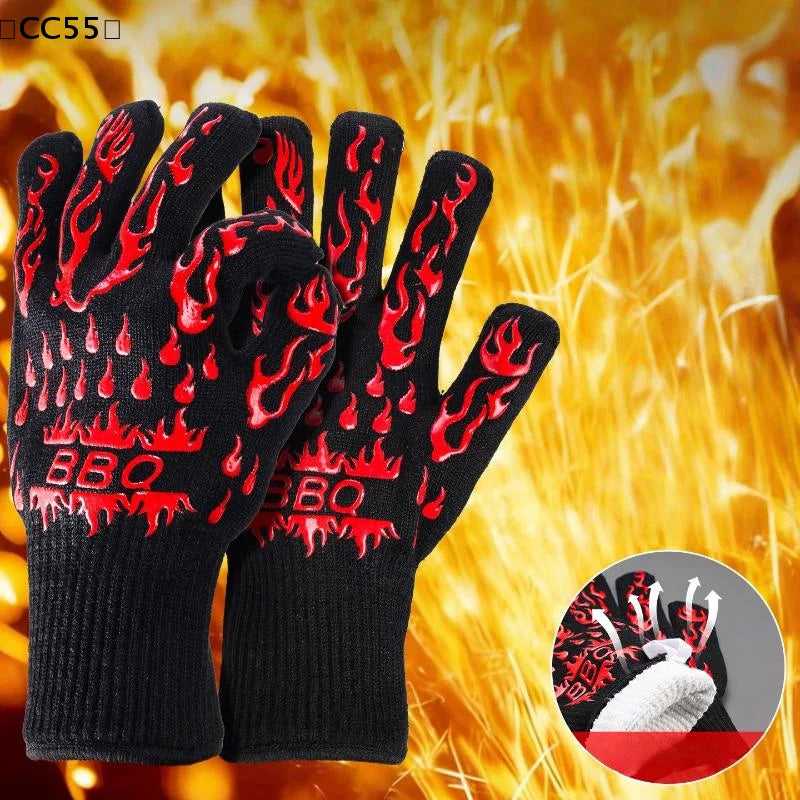 Silicone BBQ Oven Gloves – Heat & Cut Resistant, Non-Slip BBQ Oven Gloves Qst