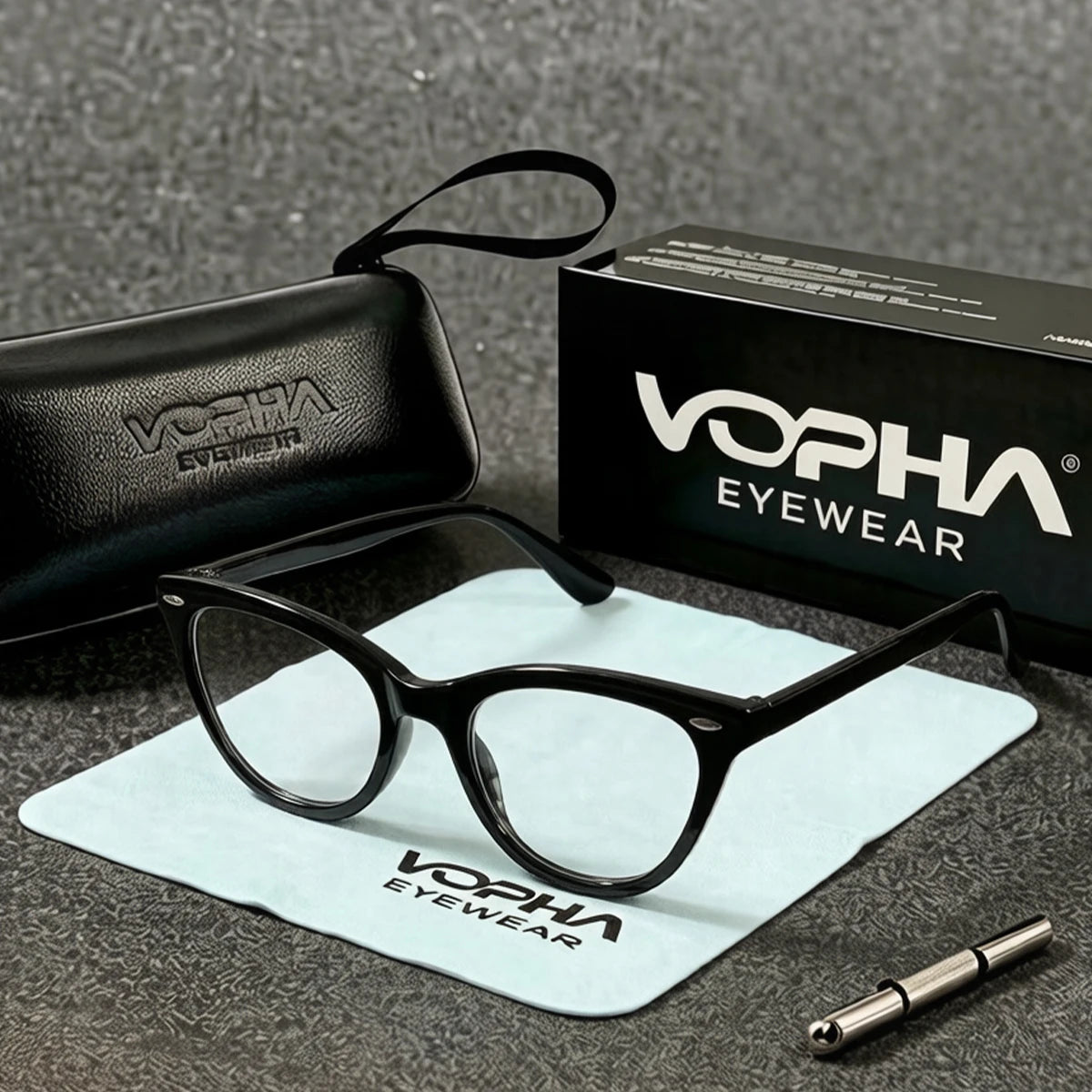VOPHA Cat Eye Anti Blue Light Reading Glasses +1.0–+3.0 Reading Glasses Qst Black +300