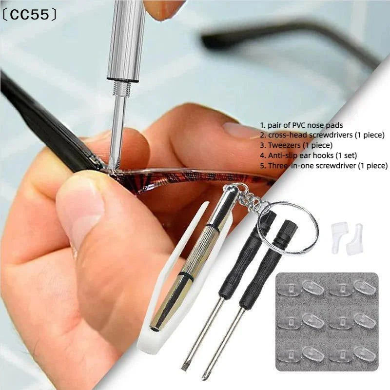 Eyeglass Repair Kit – Screws, Screwdrivers & Nose Pads Set Eyeglass Repair Kit Qst
