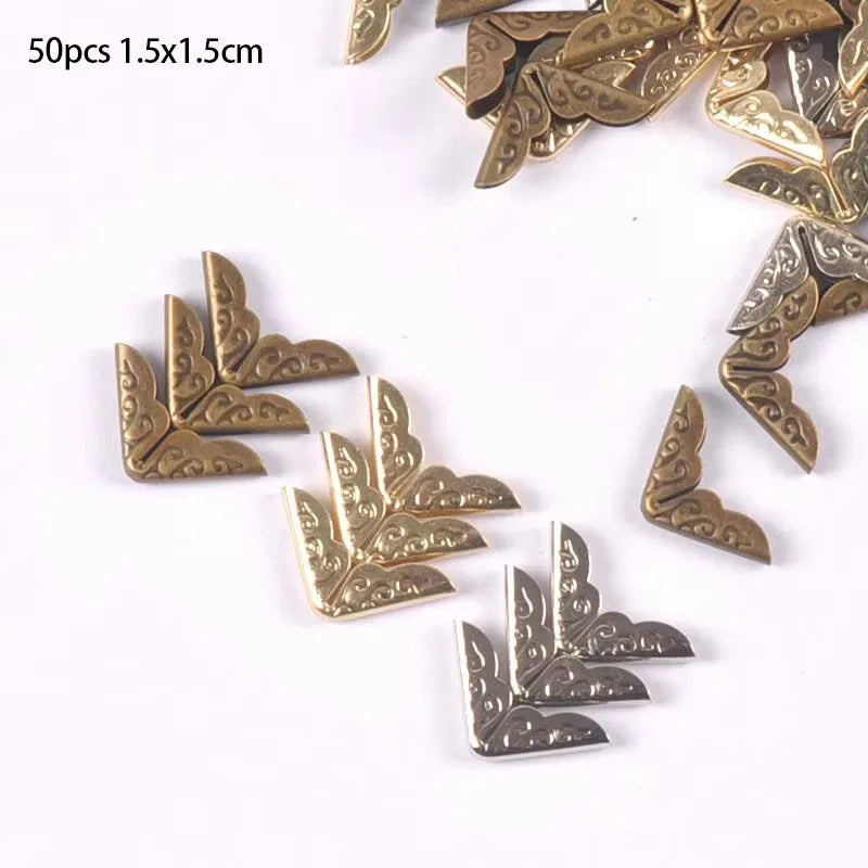 Antique Metal Book Corner Protectors – 50pcs Scrapbooking Scrapbooking Embellishments Qme