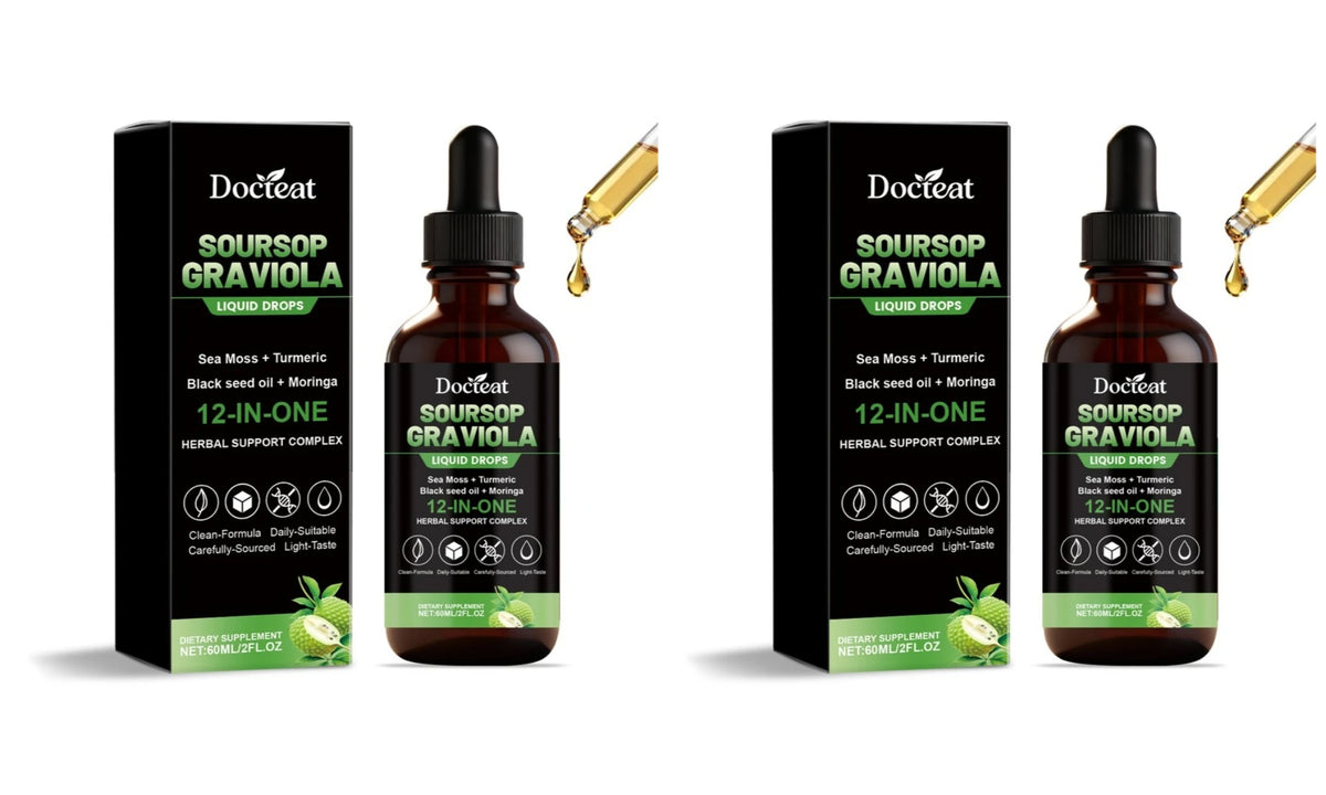 Soursop Graviola Liquid Drops – Vitamin C B6 Zinc | 60ml Herbal Liquid Supplement Qst 2 bottles 120 ml