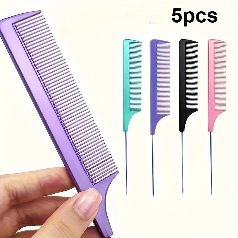 Carbon Fiber Rat Tail Comb with Steel Needle – Heat Resistant Hair Styling Comb Qme