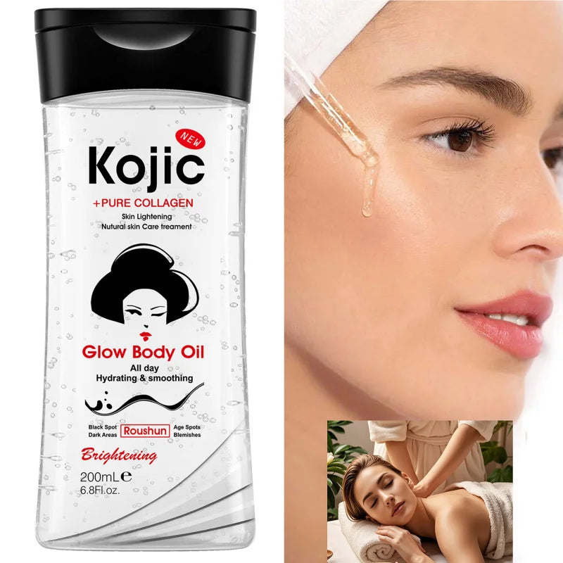 ROUSHUN 200ml Kojic Acid Body Oil – Moisturizing Skin Care Body Care Oil Qst