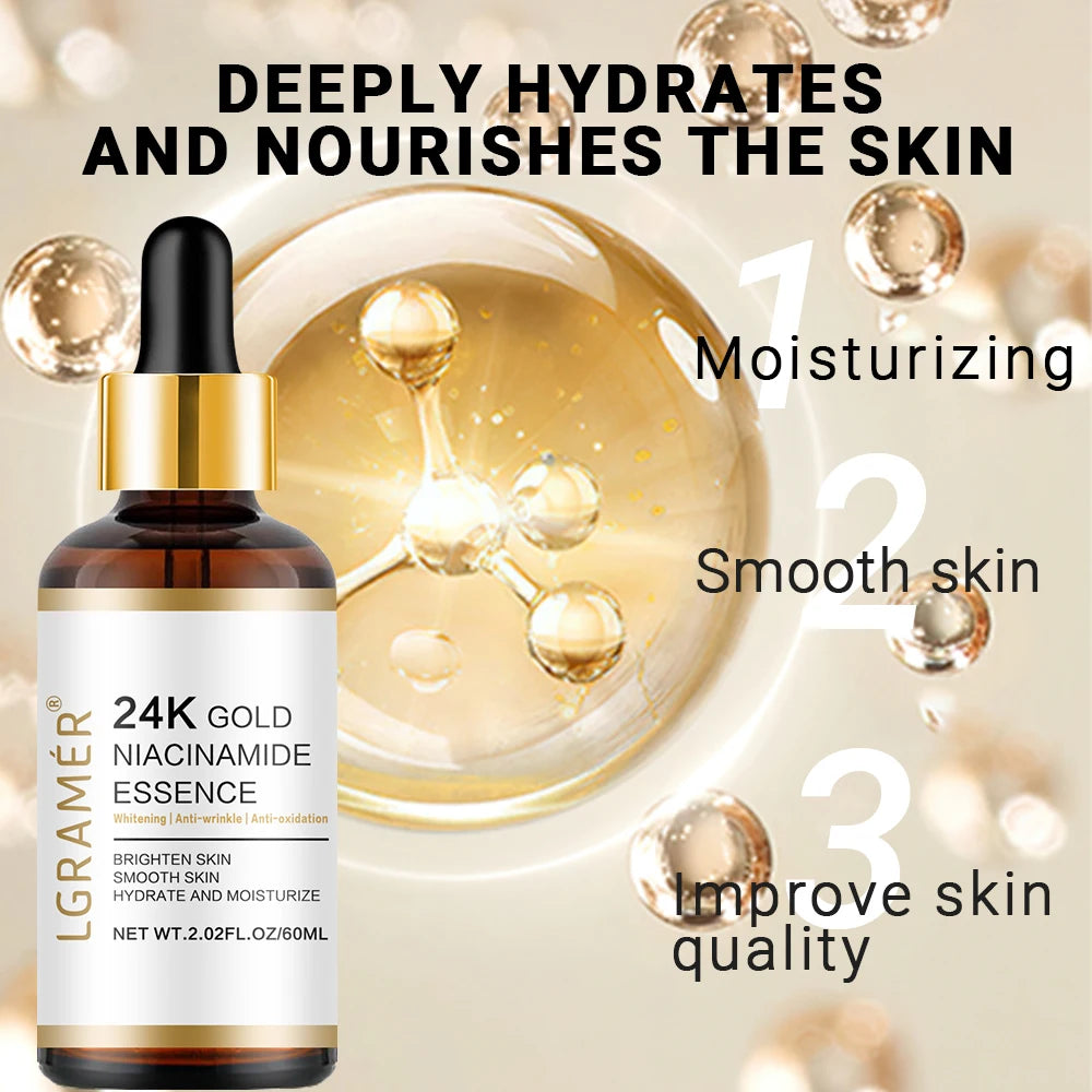 24K Gold Hyaluronic Acid Facial Serum – Nicotinamide & Collagen Facial Serum Qst