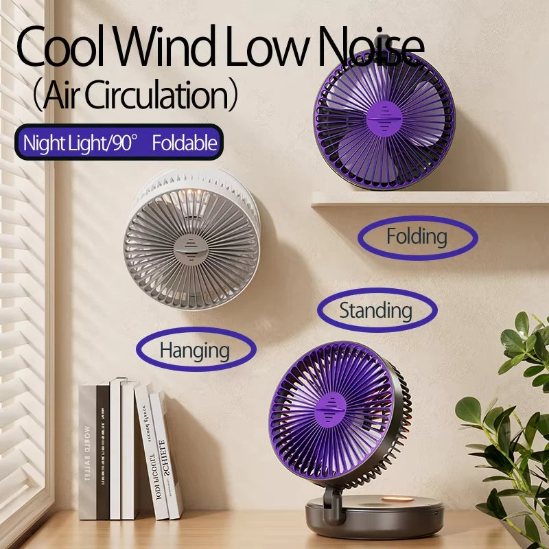 5000mAh 3-in-1 Foldable Rechargeable Portable Wall Fan Rechargeable Portable Fan Qst