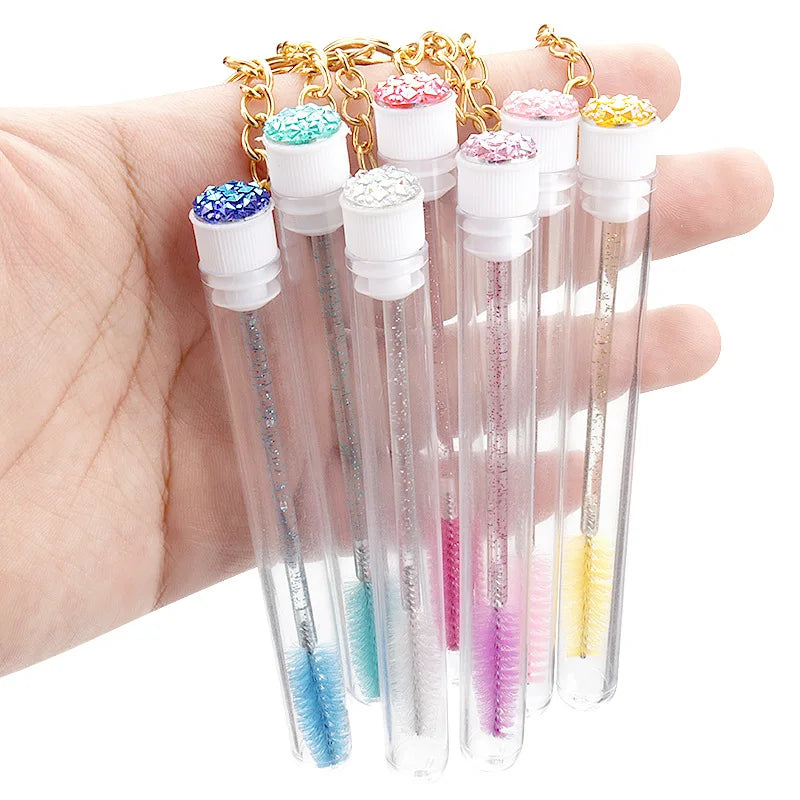 Reusable Eyelash Brush Tubes Gold Keychain Lash Spoolies Lash Spoolie Set Qme