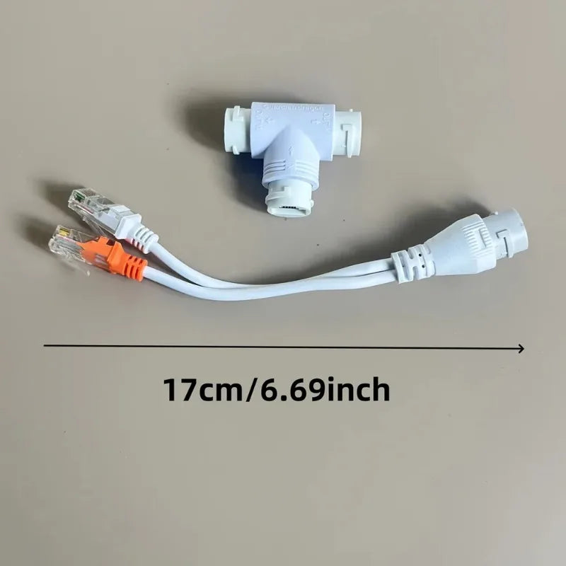 RJ45 Ethernet Splitter 1-to-2 PoE Adapter 4P8C Connector Ethernet Splitter Adapter Qme