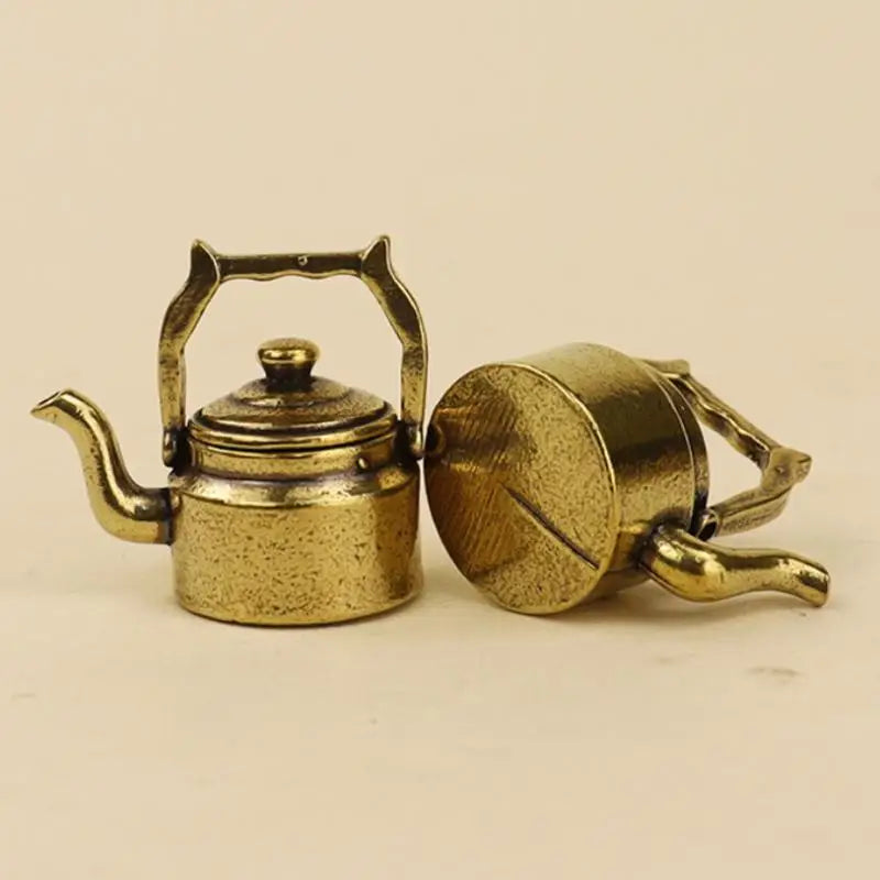 Antique Copper Mini Teapot Desk Ornament | Retro Resin Decor Miniature Desk Ornament Qme