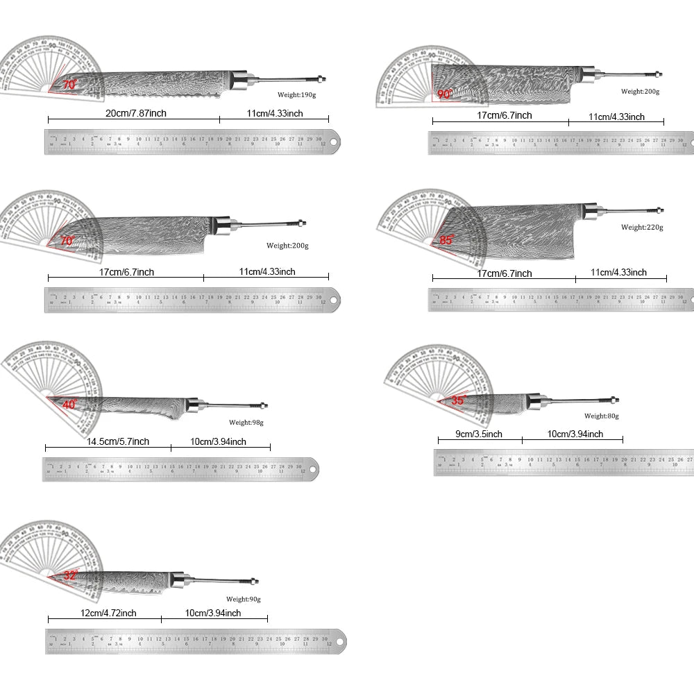 XITUO 67-Layer Damascus Steel Blank Blade Kitchen Knife Set 1-7 PCS Damascus Knife Blank Qst