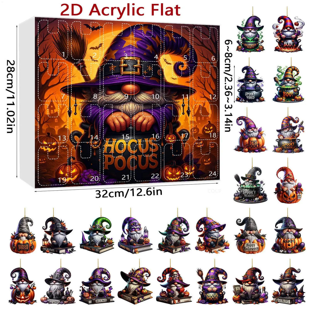 Halloween Countdown Advent Calendar 24-Day Acrylic Toy Figures Halloween Advent Calendar Qme