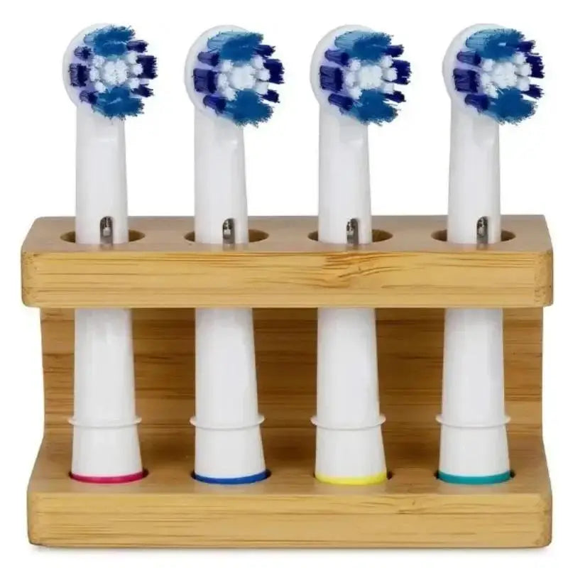 Bamboo Toothbrush Head Holder Stand | Multi-Slot Space Saver Toothbrush Head Holder Qme